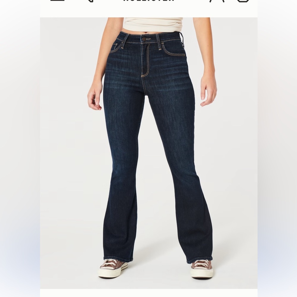High-Rise Dark Blue Flare Jeans for Women